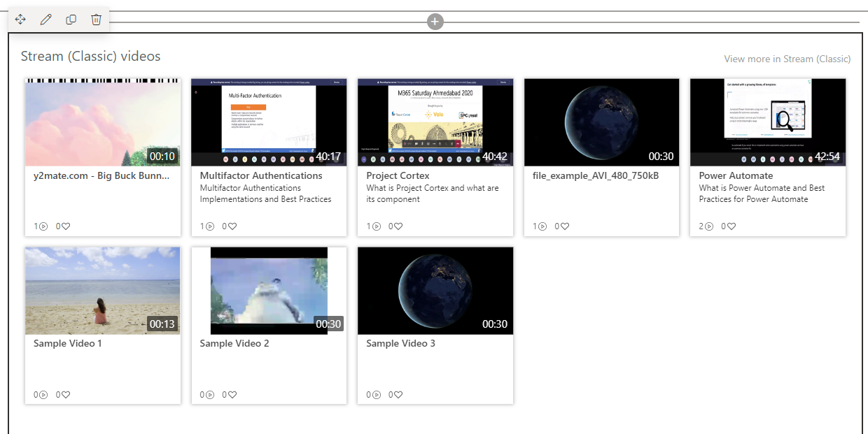 Video Embed using Stream Classic webpart in SharePoint Online Modern Page